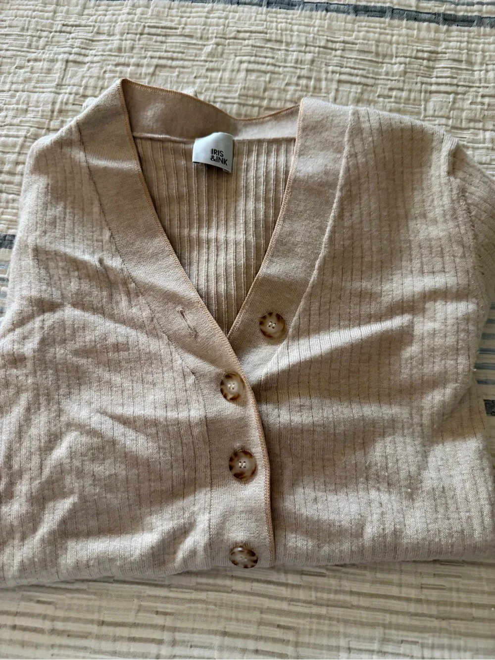 Iris & Ink Beige Wool Ribbed Cover